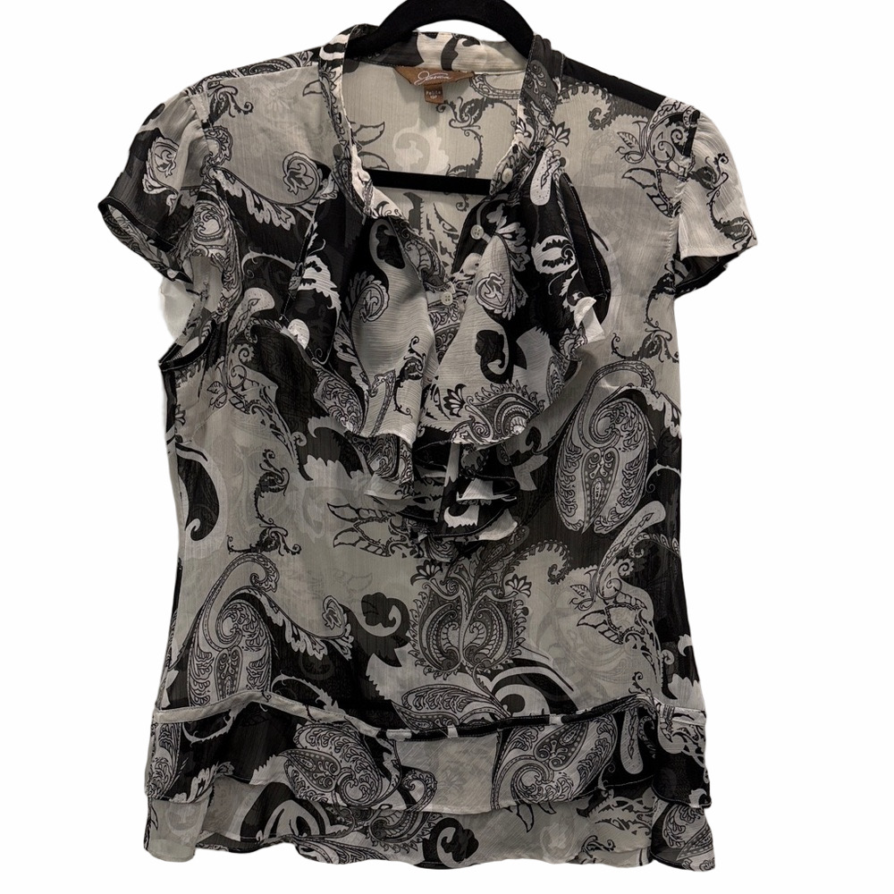Chico's Black and White Paisley Blouse